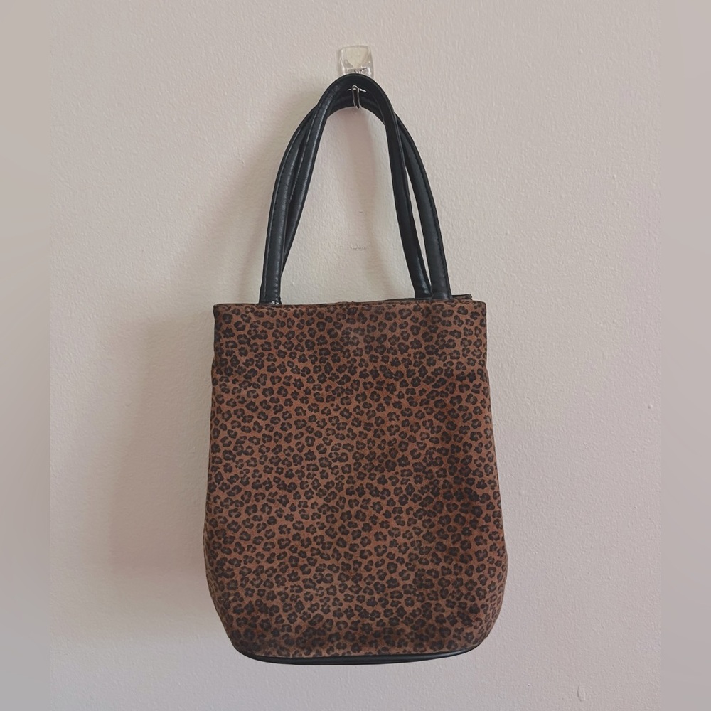 leopard print suede and leather mini-bag